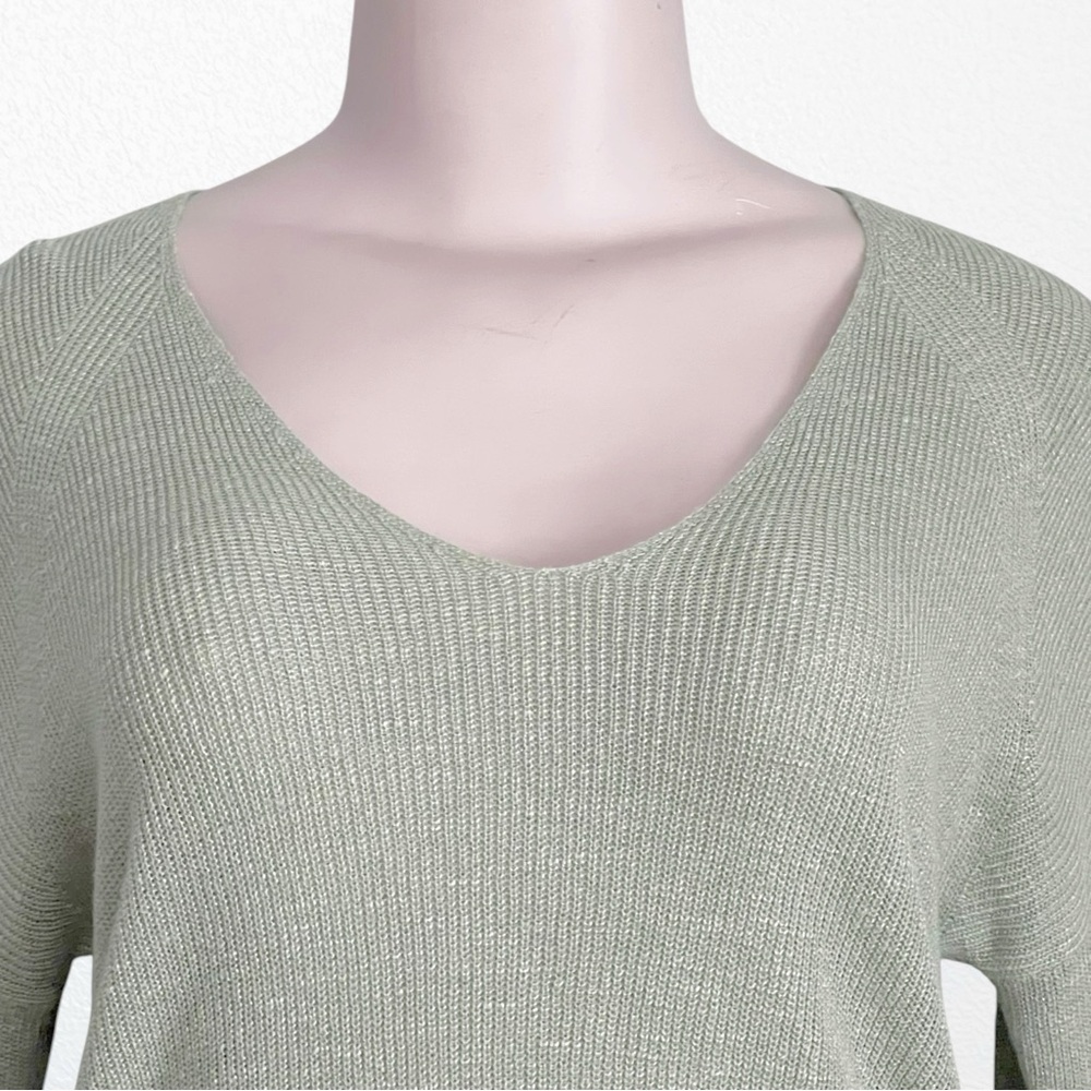 NEW Banana Republic Linen Blend Ribbed Knit V-Neck Casual Tunic Sweater SZ S - Picture 4 of 9